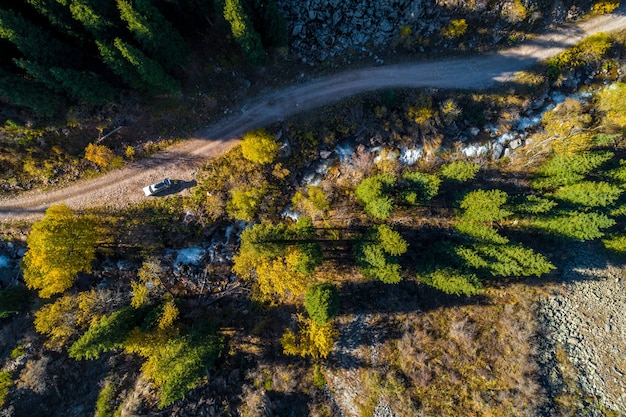 Prise de vue aérienne de drone d'automne