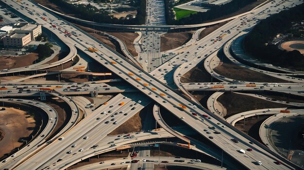 Photo une prise de vue aérienne du labyrinthe de macarthur à oakland, en californie, aux états-unis.