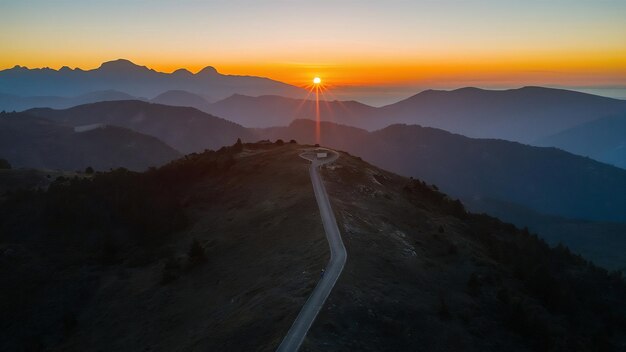 Photo une prise de vue aérienne du mirador de kari au chili au coucher du soleil