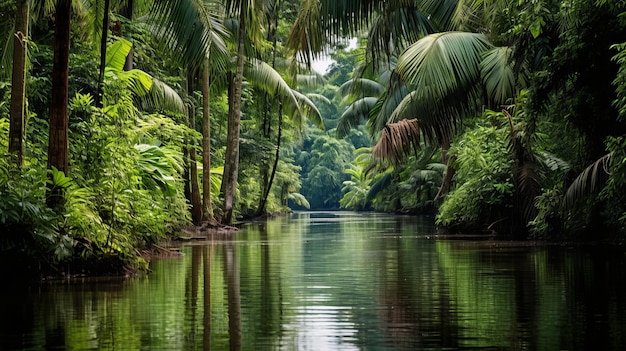 Une prise de vue aérienne époustouflante de la sereine forêt tropicale amazonienne.