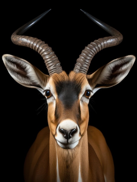 Photo une prise de vue d'antelope isolée sur un fond noir clair