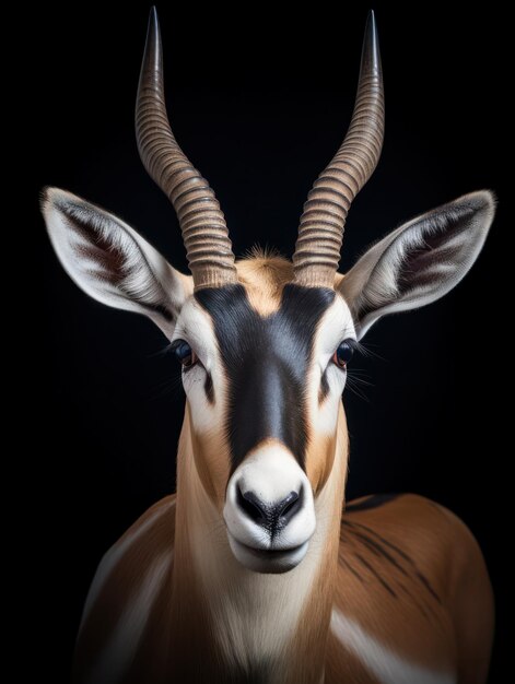 Photo une prise de vue d'antelope isolée sur un fond noir clair