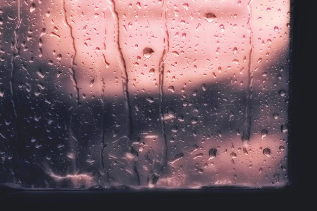 Une prise de vue complète des gouttes de pluie sur une fenêtre en verre