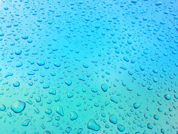 Une prise de vue complète des gouttes de pluie sur une fenêtre en verre