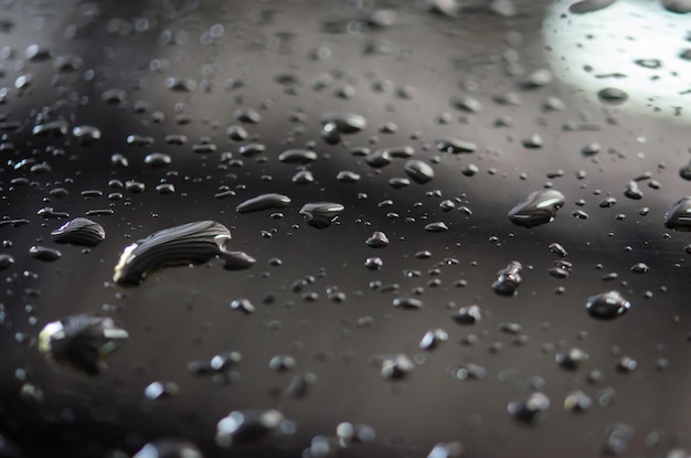 Une prise de vue complète des gouttes de pluie sur le verre
