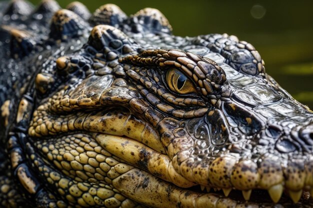 Une prise de vue détaillée de l'œil de crocodile