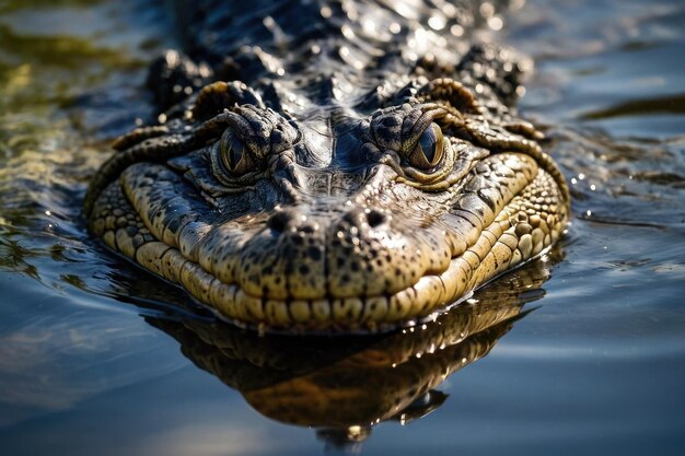 Une prise de vue détaillée de l'œil de crocodile