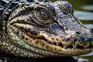 Photo une prise de vue détaillée de l'œil de crocodile