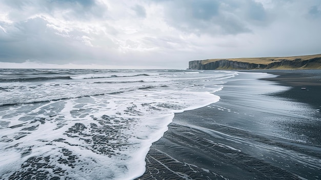 Photo une prise de vue grand angle d'une mer intérieure étendue avec des vagues douces frappant le rivage créant un sentiment d'ouverture et de sérénité dans le paysage naturel