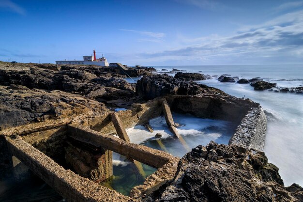 Photo une prise de vue panoramique des rochers sur la plage contre le ciel