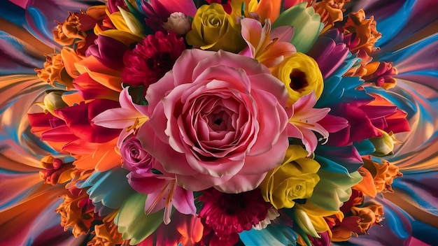 Une prise de vue rapprochée d'une belle composition florale idéale pour un fond coloré ou un papier peint