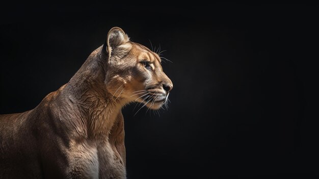 Une prise de vue rapprochée du puma avec un fond sombre