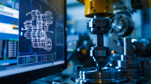 Une prise de vue rapprochée d'un écran d'ordinateur affichant des conceptions et des spécifications complexes pour un fraisage CNC