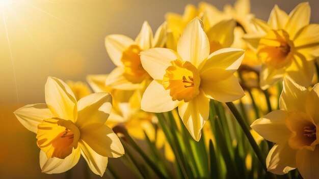 Photo une prise de vue rapprochée de narcisse jaune à la lumière du soleil