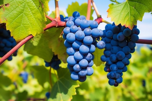 Une prise de vue rapprochée des raisins bleus mûrs