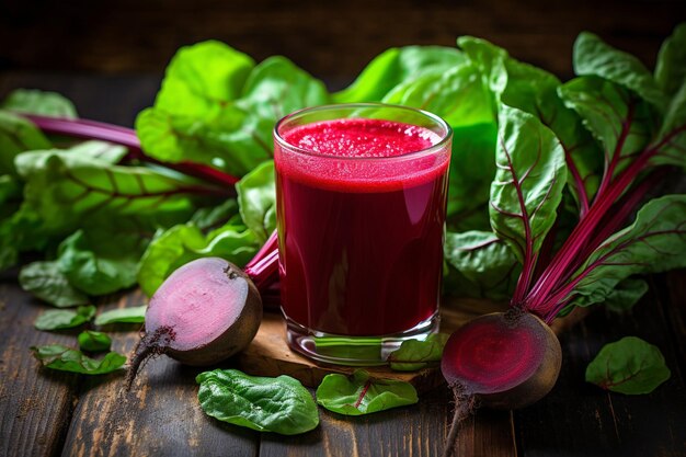 Une prise de vue rapprochée d'un verre de jus de betterave avec une paille en spirale