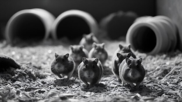 Photo une prise de vue sélective de hamsters qui marchent sur le sol