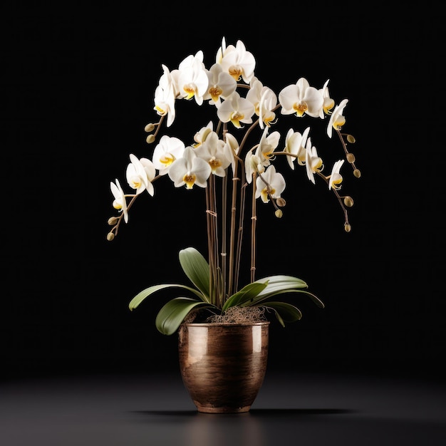 Prise de vue en studio d'orchidée isolée sur fond clair IA générative