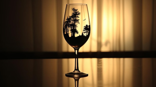 prise de vue en studio d'un verre de vin et d'une bouteille d'alcool en silhouette