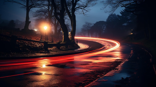 Des prises de vue nocturnes avec des traînées de lumière