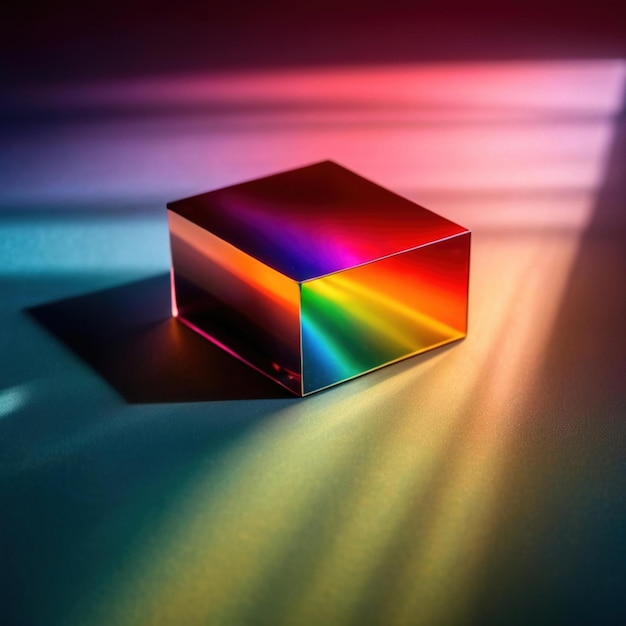 Prisme dispersant la lumière dans un spectre d'arc-en-ciel de couleurs vives et brillantes