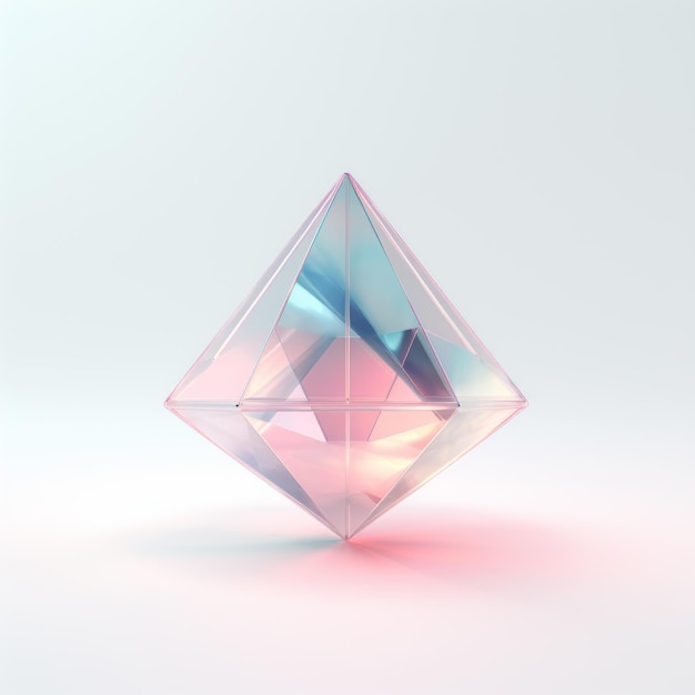Prisme rose en bleu clair Renderage 3D translucide avec une touche surréaliste