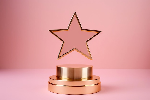 Prix des gagnants d'or avec étoile Trophée étoile pour un gagnant ou un champion Note étoile d'or symbole du service d'évaluation de la satisfaction client meilleur classement de qualité Concept d'une excellente expérience de feedback