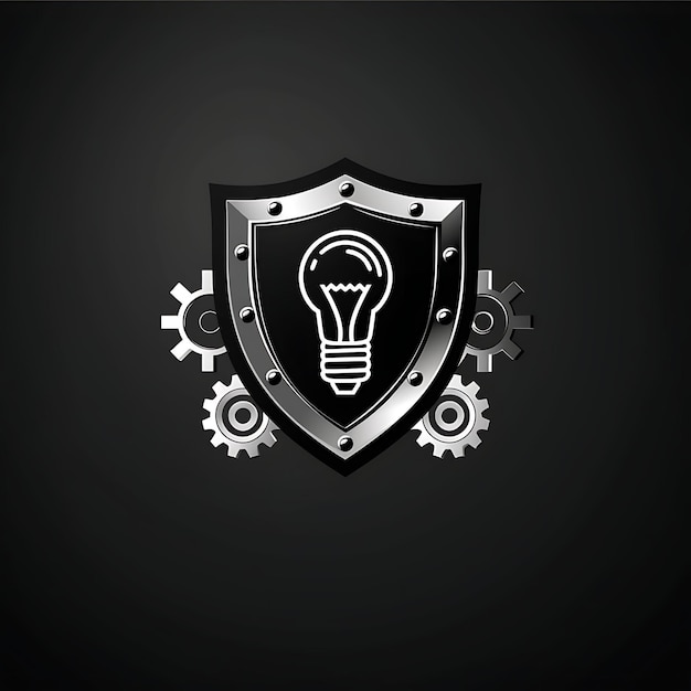 Prix d'innovation prestigieux Logo de bouclier avec une ampoule un tatouage créatif de conception simple Art CNC