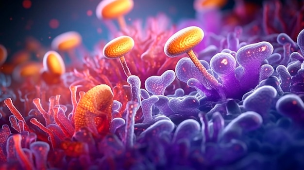 Probiotiques Bactéries Biologie Science Médecine microscopique Digestion estomac escherichia coli traitement Soins de santé médicaments anatomie organisme IA générative