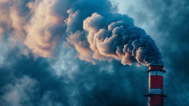 Photo problèmes environnementaux liés à la pollution de l'air par les cheminées de fumée