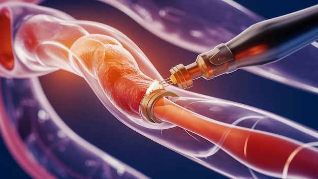 Procédure d'angioplastie par ballon 3D avec stent dans la veine