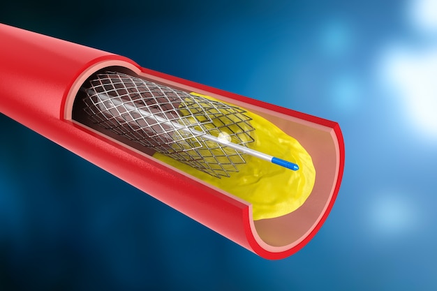 Procédure d'angioplastie par ballonnet de rendu 3D avec stent dans la veine