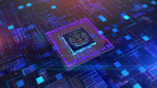 Processeur et cerveau sur carte de circuit imprimé Intelligence artificielle AI Concept