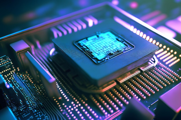 Processeur CPU avec une apparence de technologie futuriste moderne Art généré par un réseau de neurones
