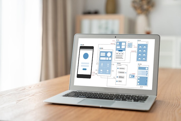 Processus de conception UX UI pour application mobile et site Web modernes Prototype créatif de wireframe pour développeur d'applications professionnel
