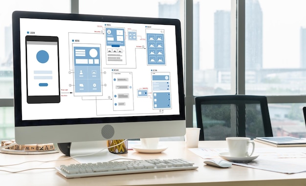 Processus de conception UX UI pour application mobile et site Web modernes Prototype créatif de wireframe pour développeur d'applications professionnel