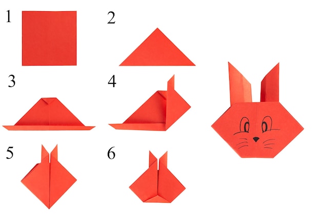 Processus étape par étape de fabrication d'un lapin à partir de papier de couleur Bricolage simple pour les enfants