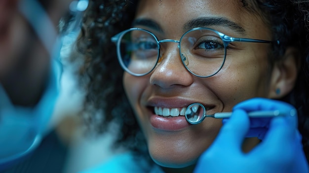 Photo le processus d'examen des dents lors d'une visite chez le dentiste