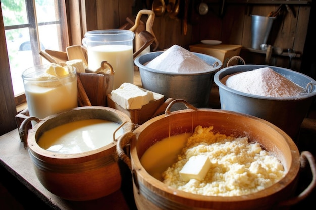 Processus de fabrication de fromage avec du lait caillé et du lactosérum créé avec l'IA générative