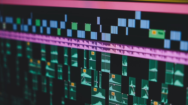 Processus de montage vidéo en gros plan