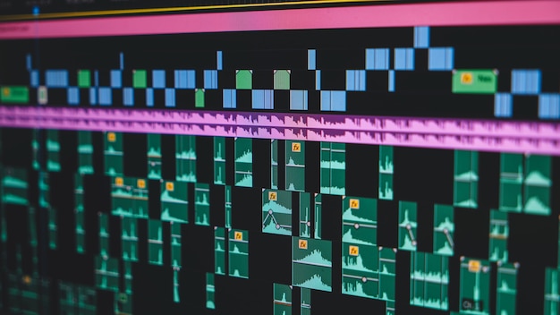 Processus de montage vidéo en gros plan