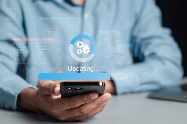 Processus de travail et d'installation de mises à jour des logiciels ou des mises à jour du système d'exploitation pour maintenir votre appareil à jour avec des fonctionnalités améliorées dans de nouvelles versions et une sécurité améliorée