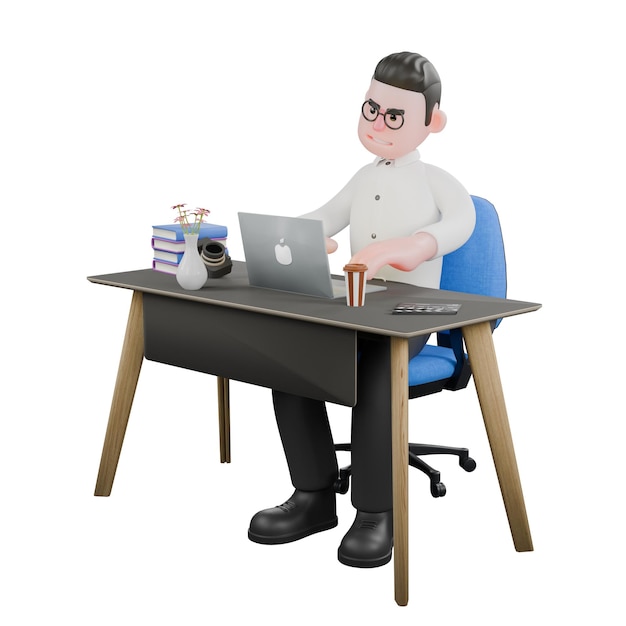 Un producteur est assis avec un ordinateur portable sur son bureau.