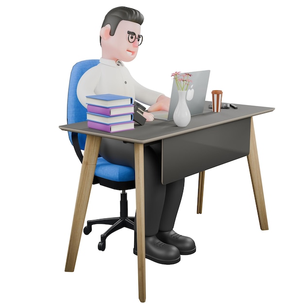 Le producteur est assis avec l'ordinateur portable sur la table.