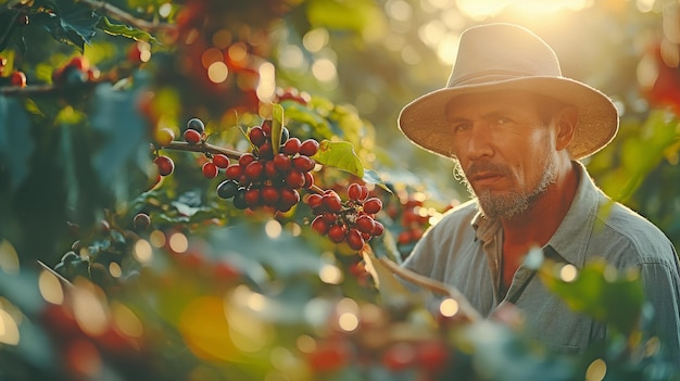 Les producteurs de plantations récoltent des baies de café sur leurs terres.