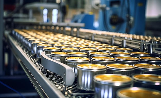 Production de pots de conserve en grandes quantités dans une usine Marchandises en conserve sur le convoyeur