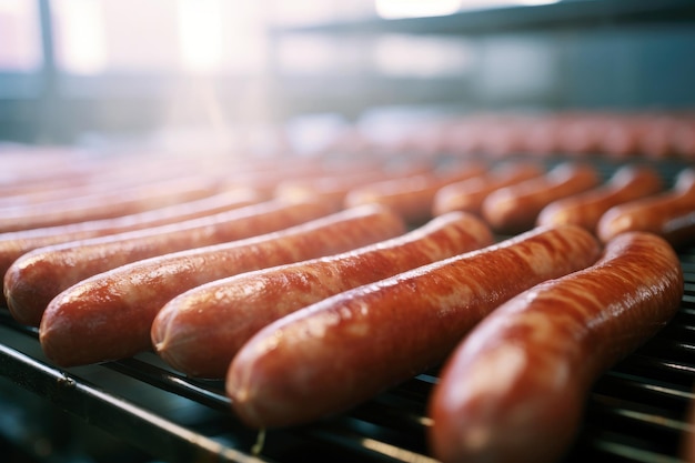 Production de saucisses de qualité en gros plan