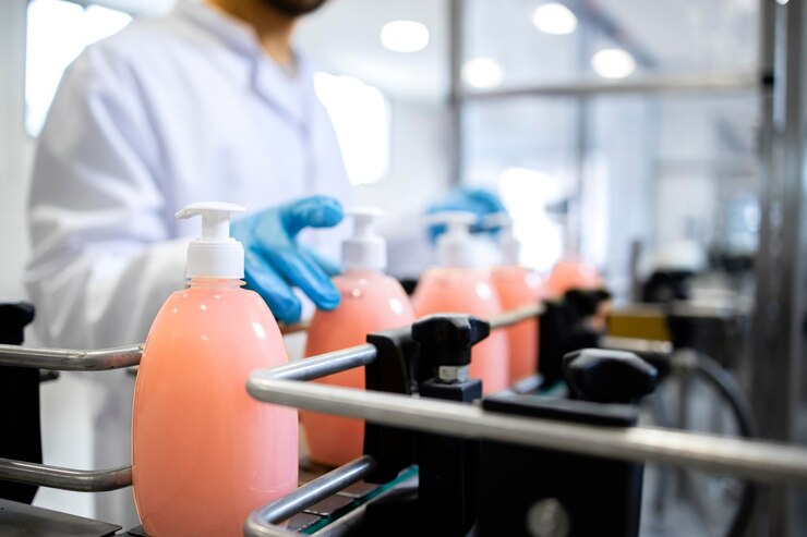 Production de savon liquide ou de détergent pour la désinfection dans la chaîne de production de l'usine de produits chimiques