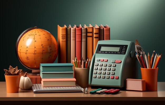 Photo produire des fournitures scolaires avec un réveil, une horloge et un calcul.