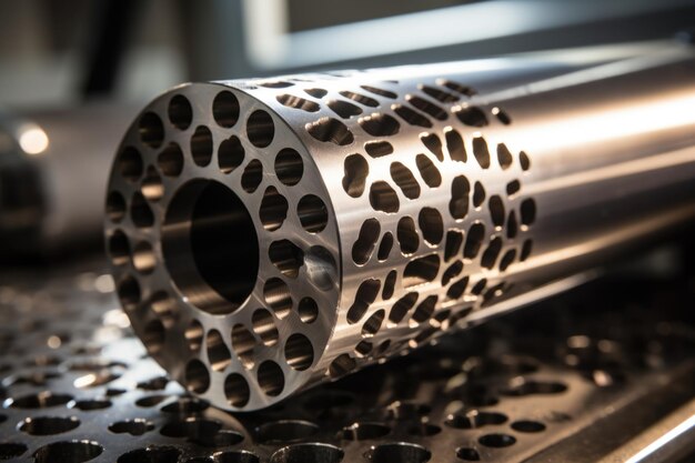 Produit d'acier cylindrique fini sur une machine CNC Traitement laser des métaux
